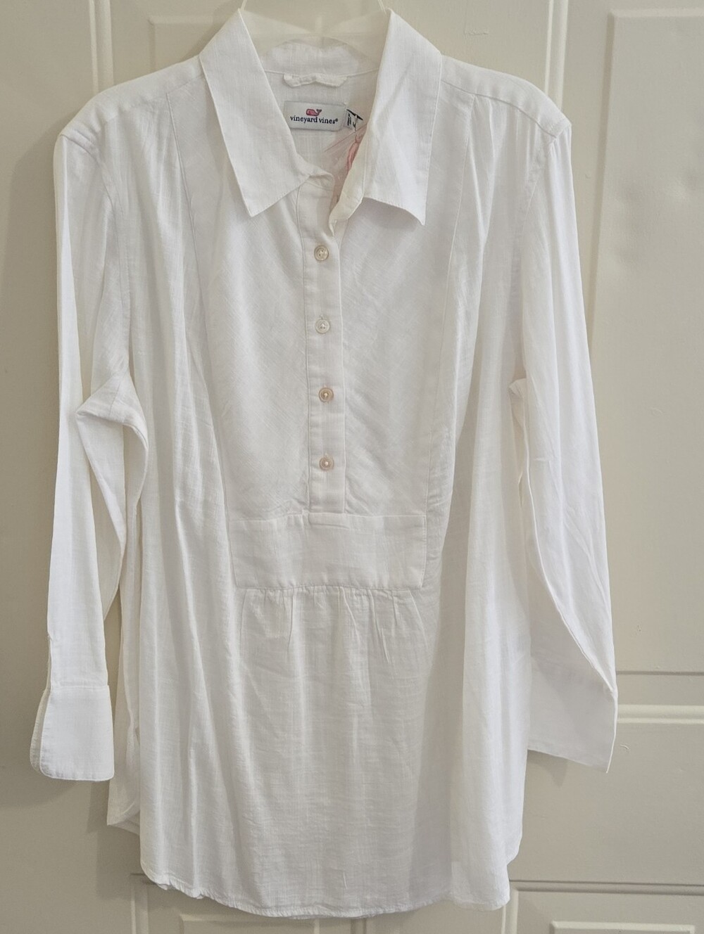 NWT Vineyard Vines Popover Tunic White M Collar Long Sleeves Nautical Preppy